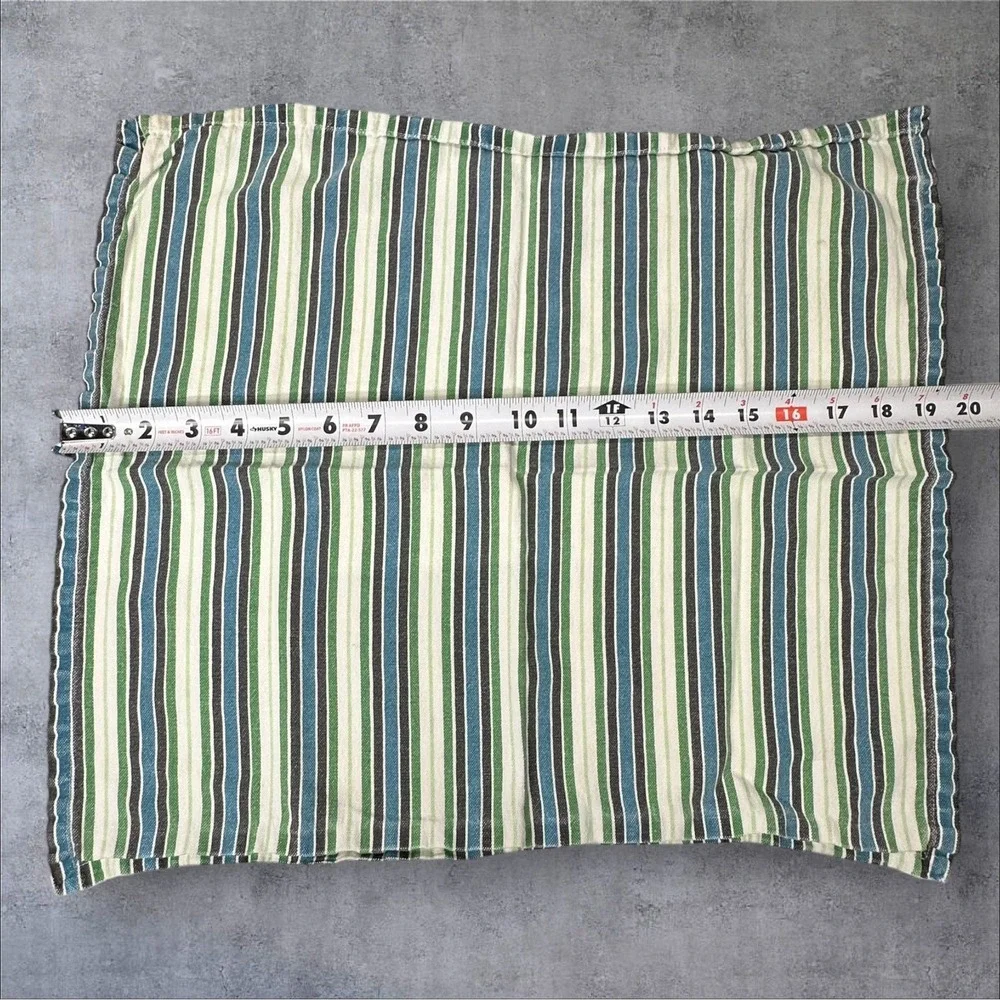 Lot of 6 - Pier 1 Imports Cotton Napkin Green Teal Black White‎ Striped
